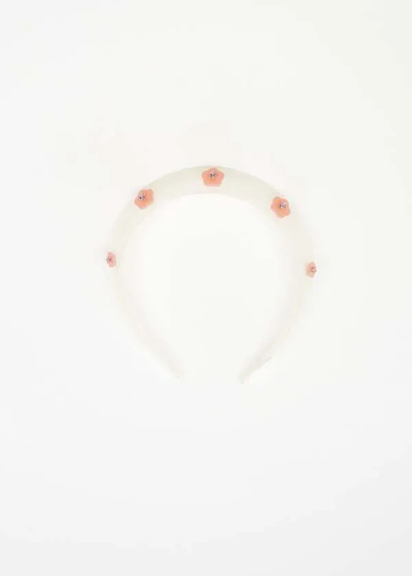 Flowers With Diamond Headband - Pink