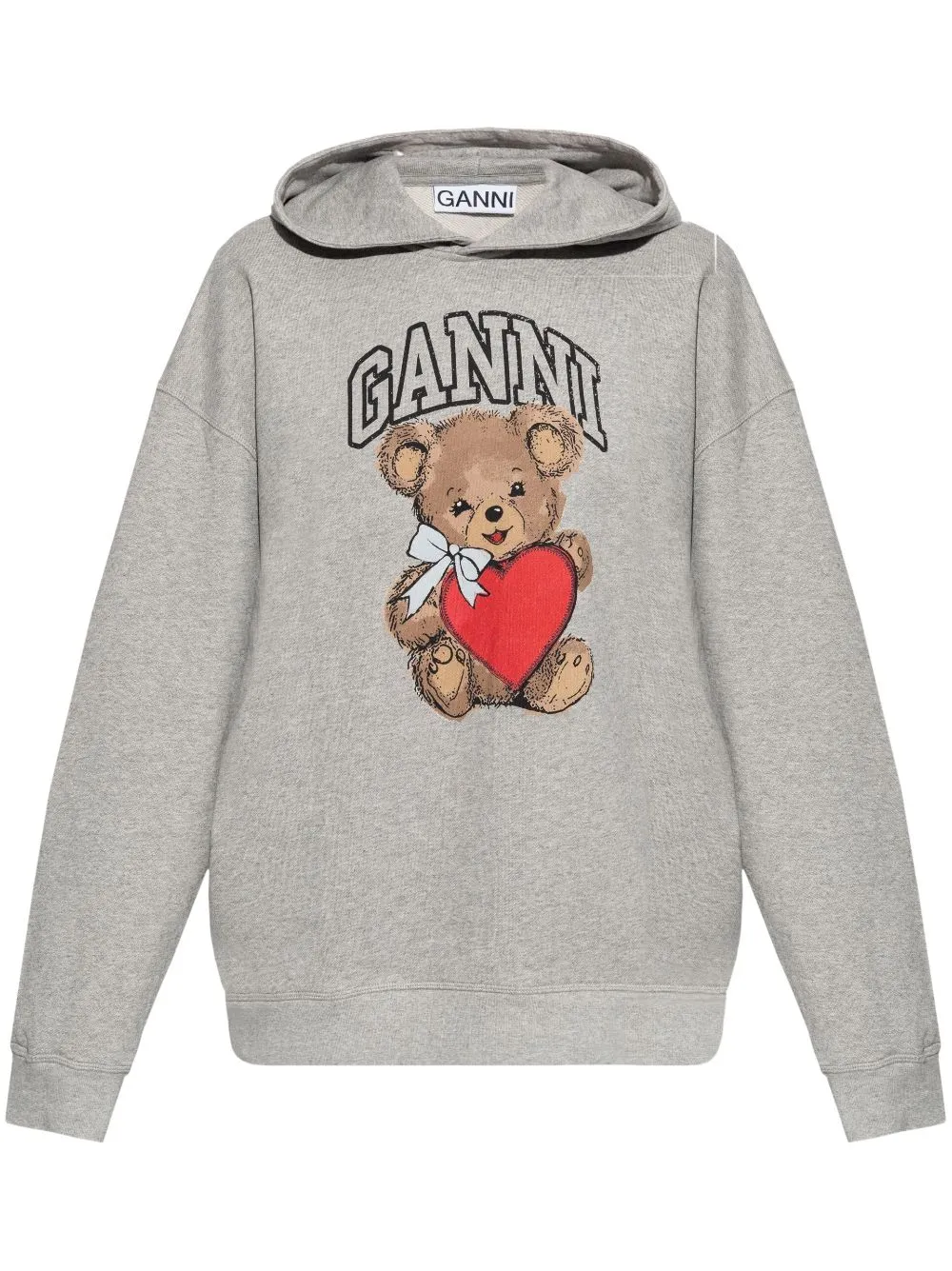 Ganni Bear Print Cotton Hoodie