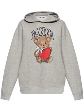 Ganni Bear Print Cotton Hoodie