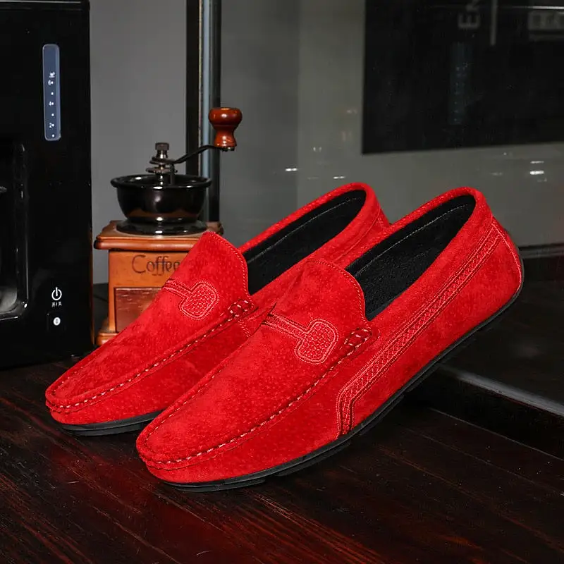 Genuine Leather Formal Business Casual Green Orange Moccasin Sneakers Flats