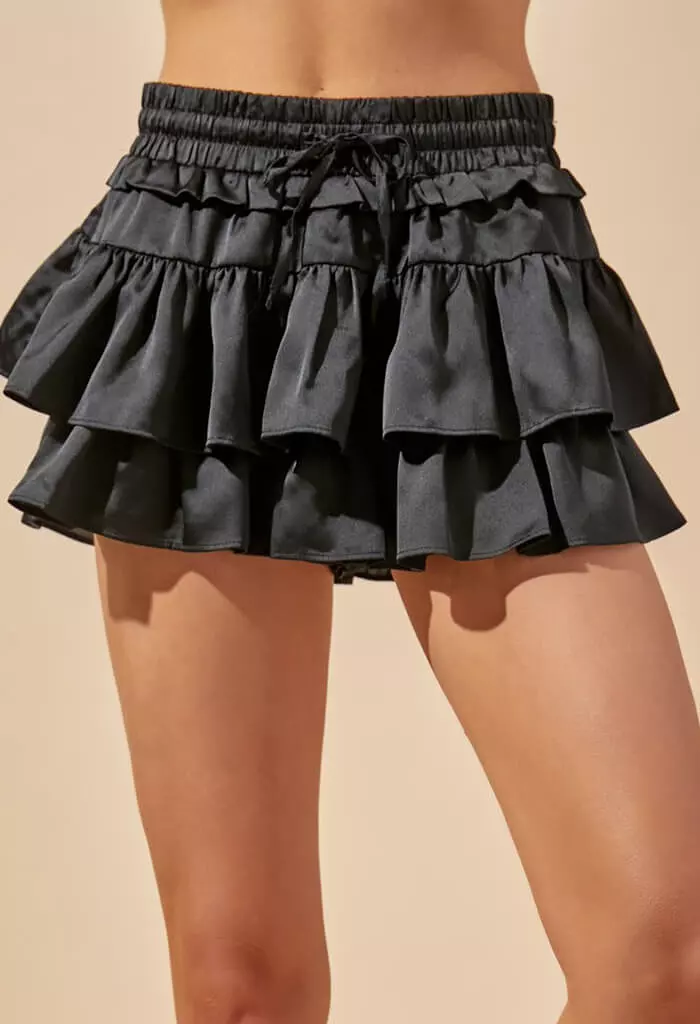 Georgina Ruffle Skort-Black