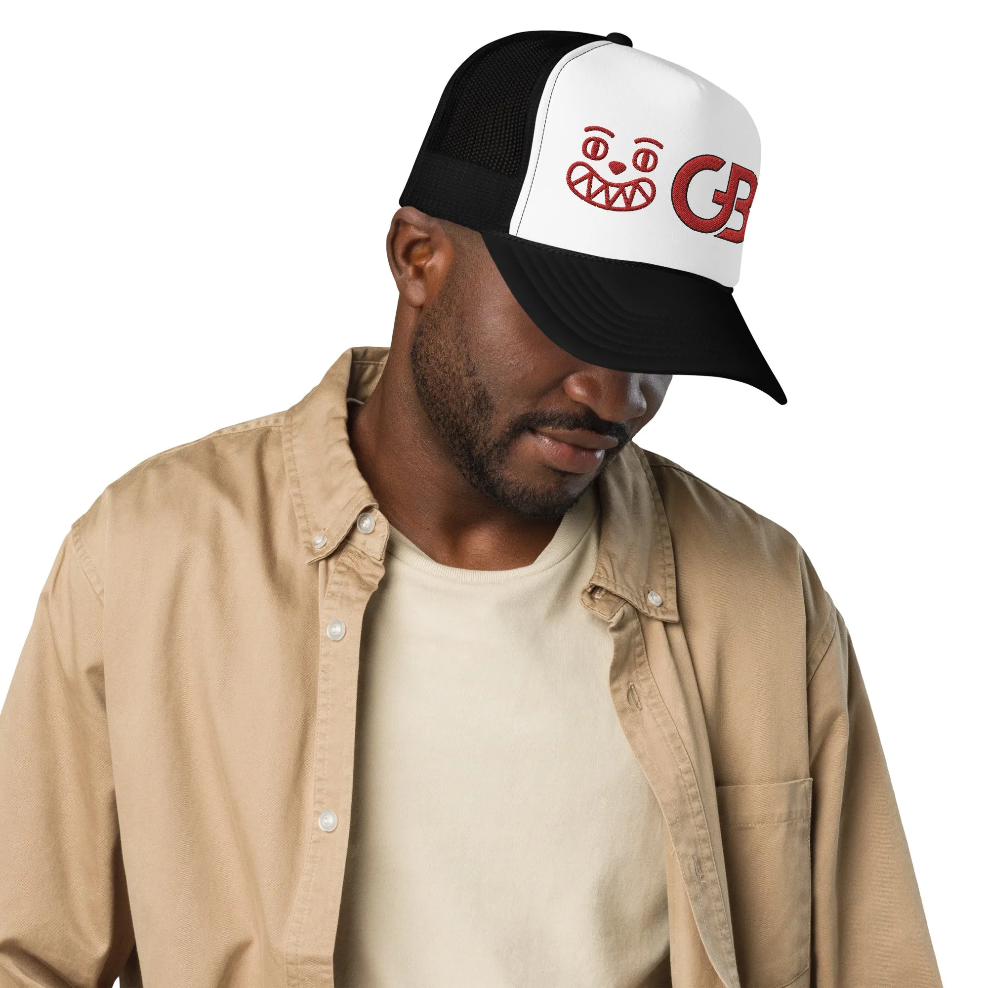 Gerald Black Foam Trucker Hat WHTRED