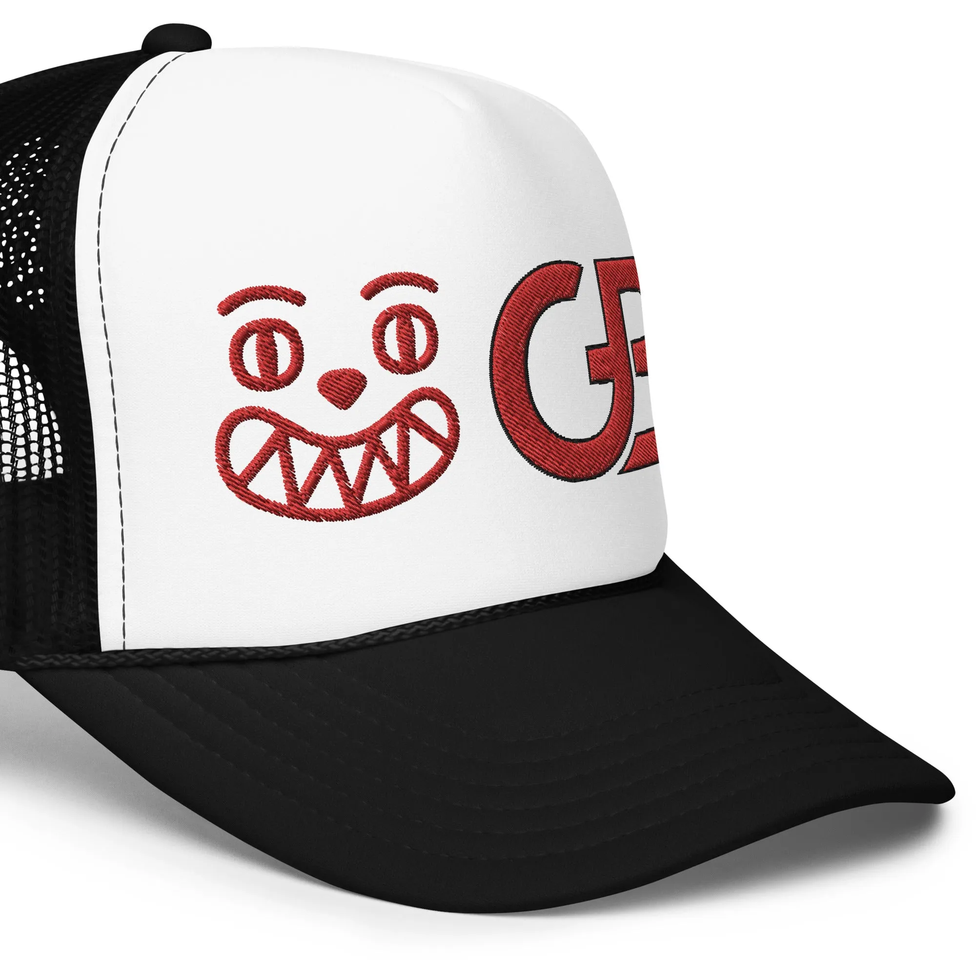 Gerald Black Foam Trucker Hat WHTRED