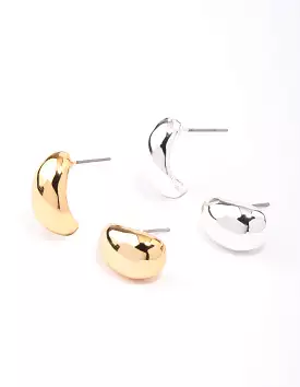 Gold & Silver Plated Bubble Stud Earring Pack