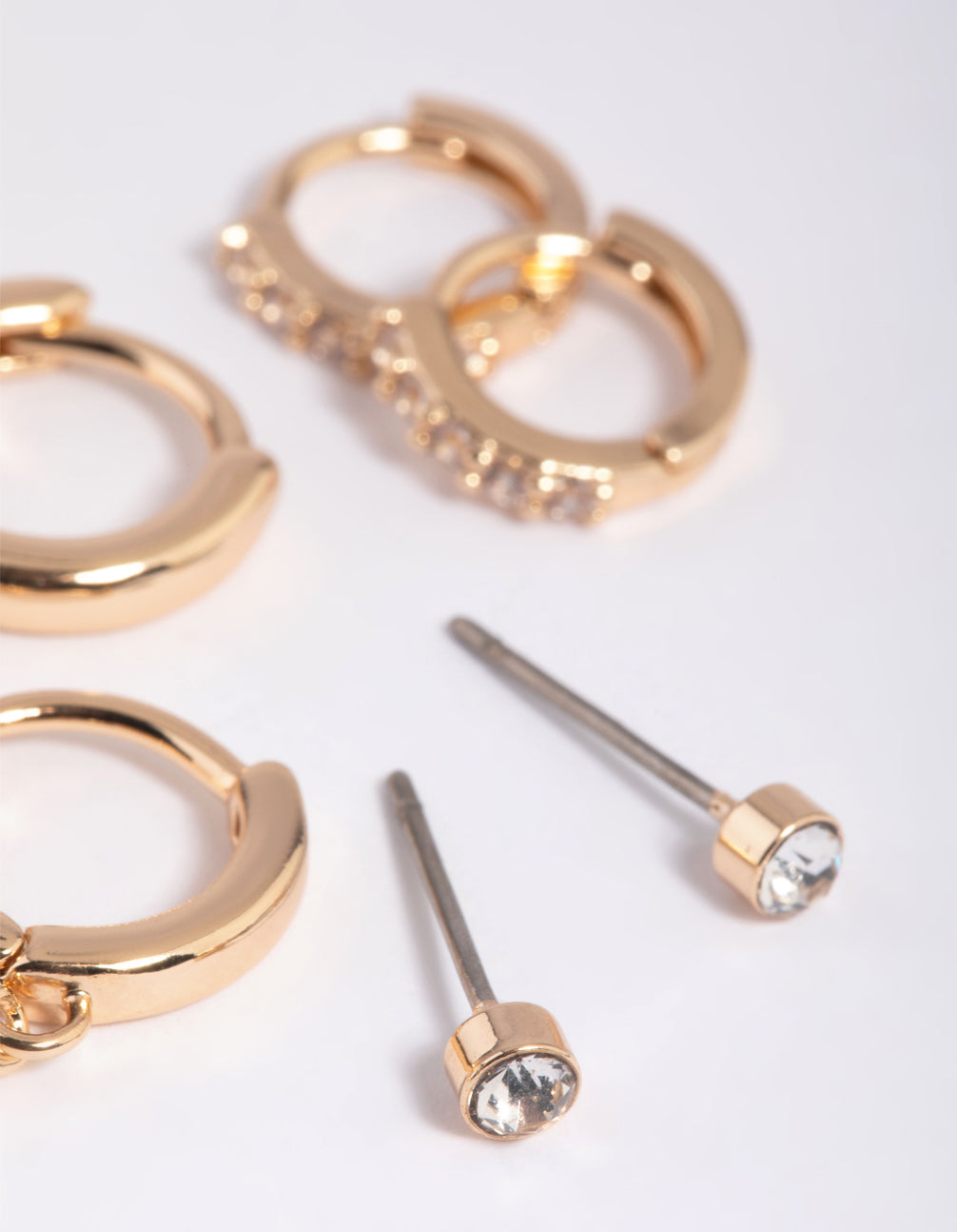 Gold Clear Stud & Huggie Earring Stack Pack