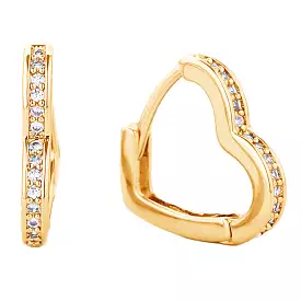 Gold Dipped Heart Shape CZ Paved Earring - Gold