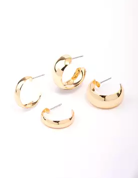 Gold Plated Classic Hoop Earring Pack