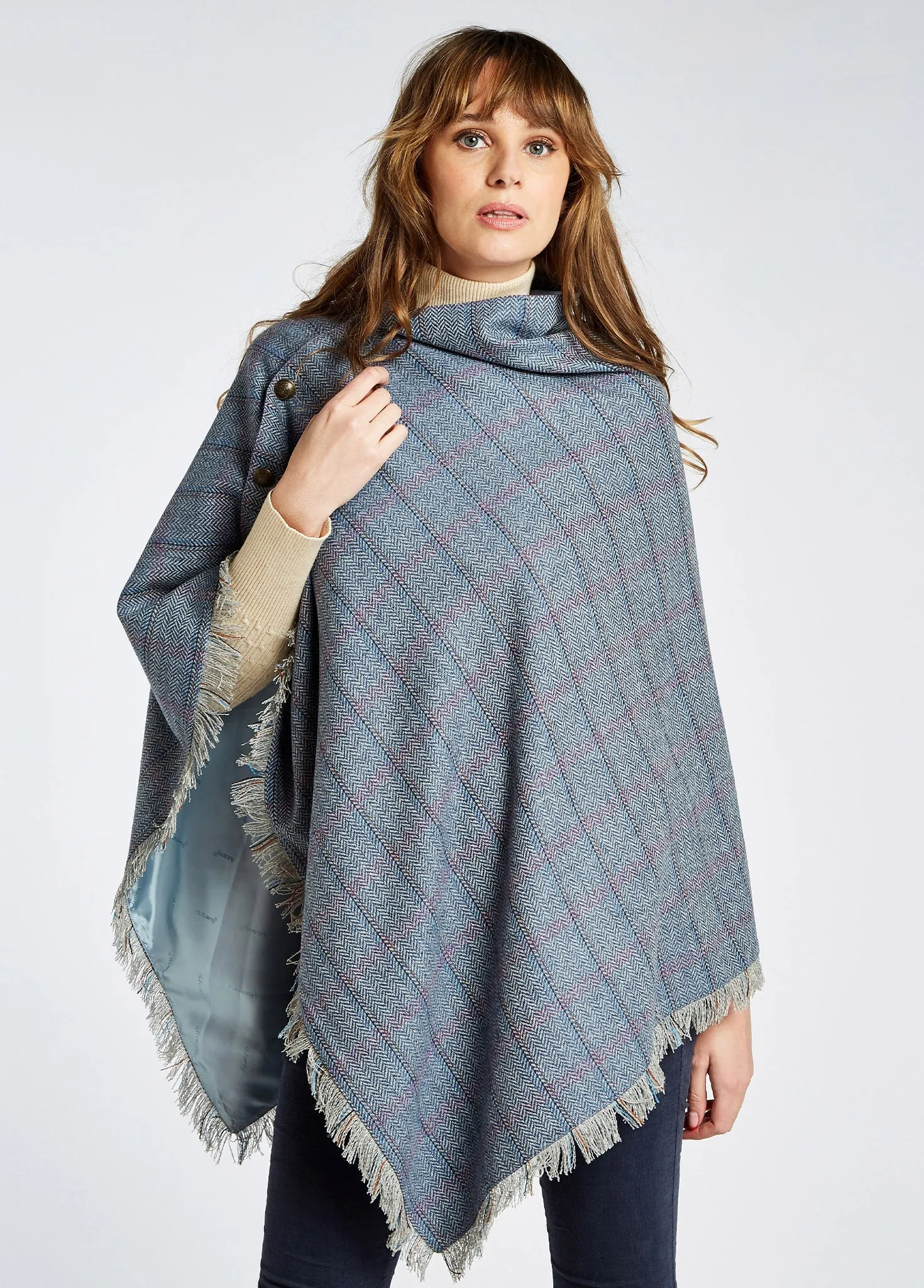 Hazelwood Tweed Poncho - Demin Haze