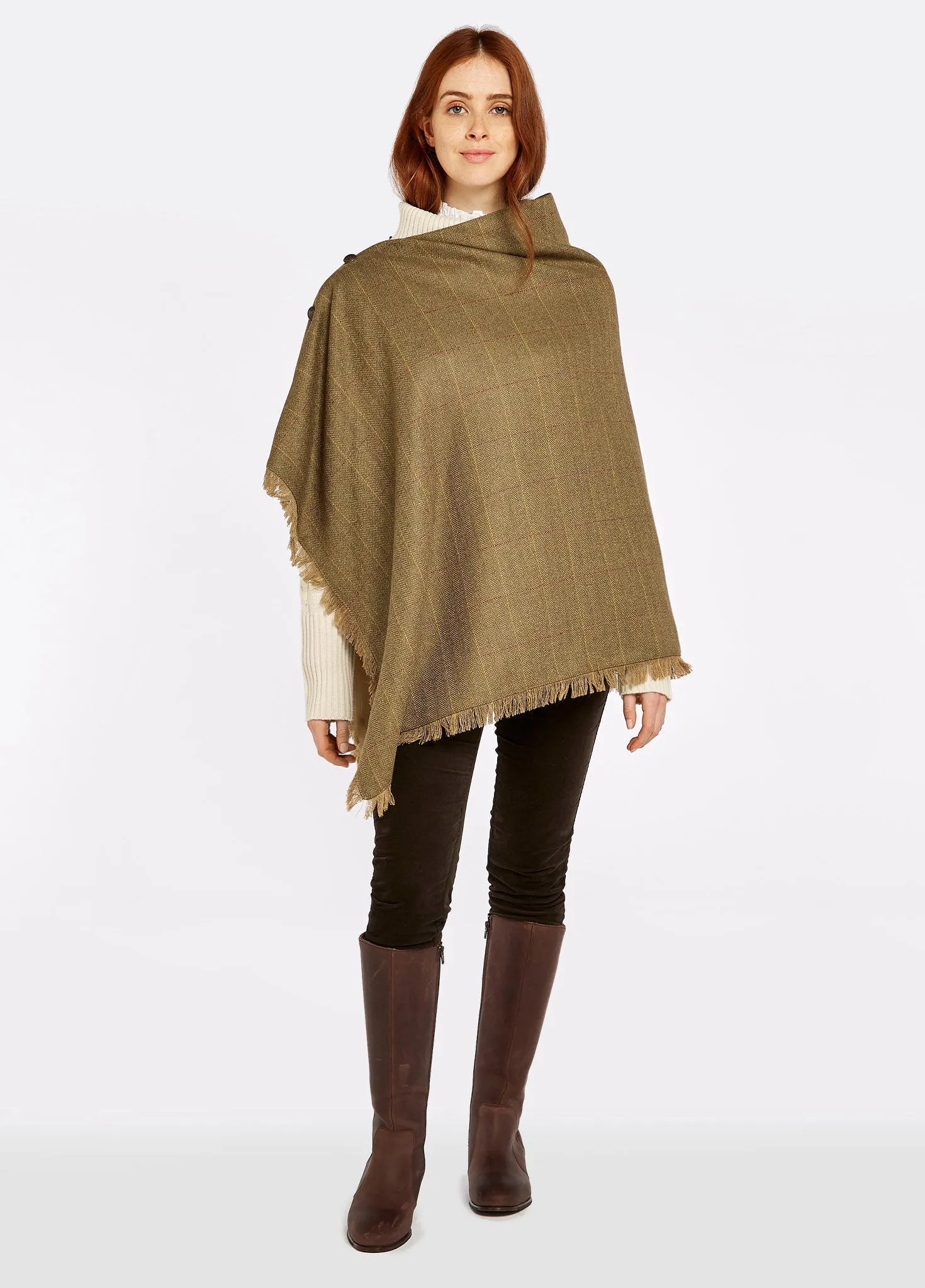 Hazelwood Tweed Poncho - Elm