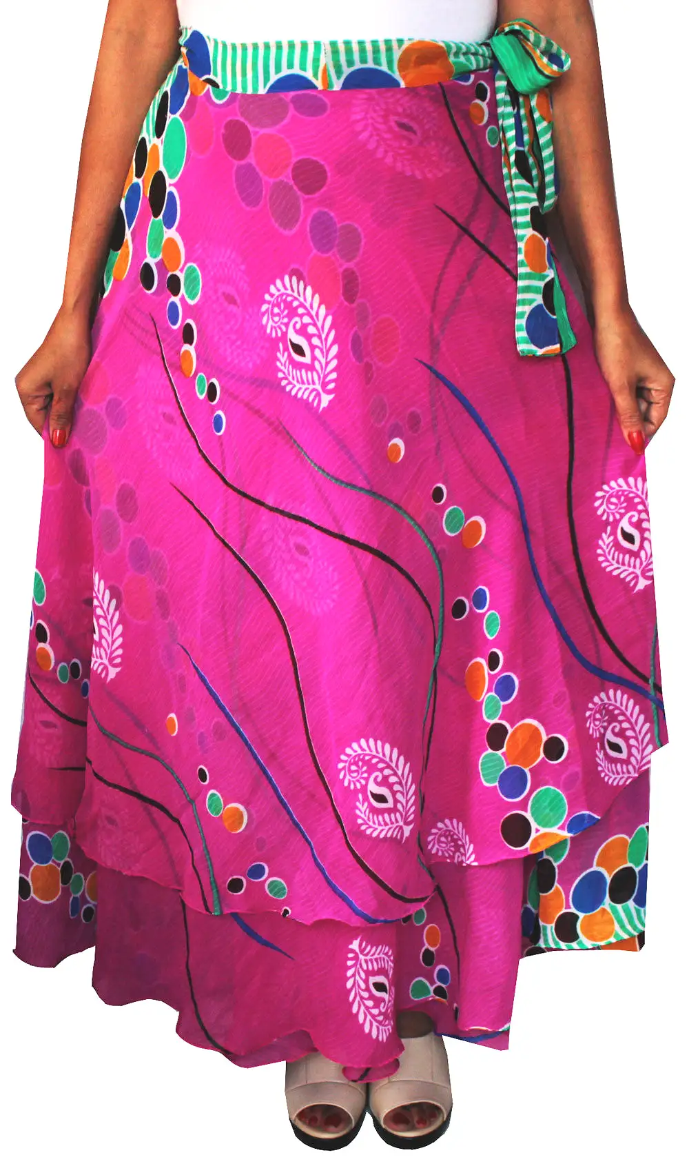 Indian Skirts Magic Beach Long Wrap Around Womens (Pink)