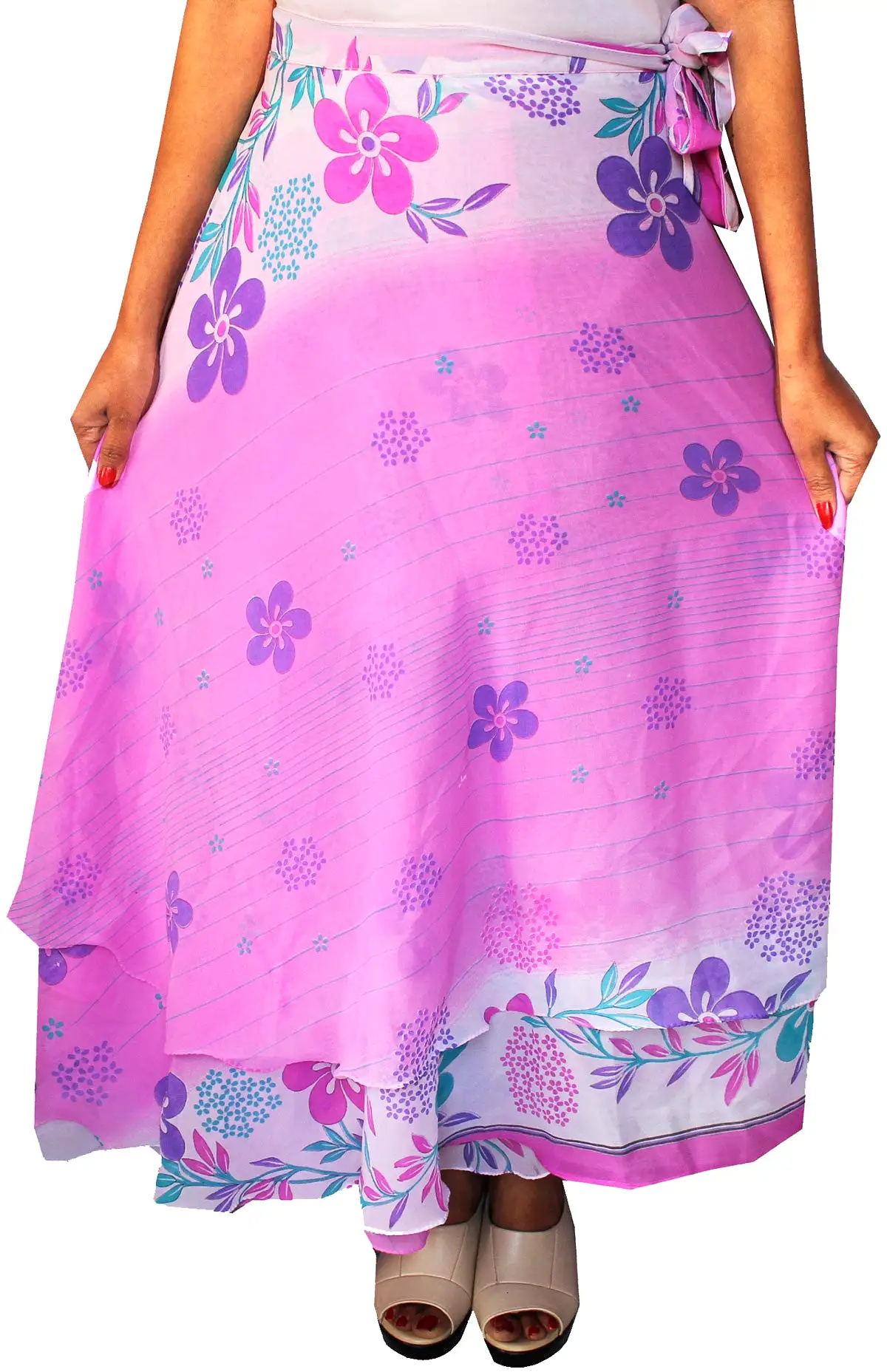 Indian Skirts Magic Wrap Around Womens Beach Clothing (Pink)