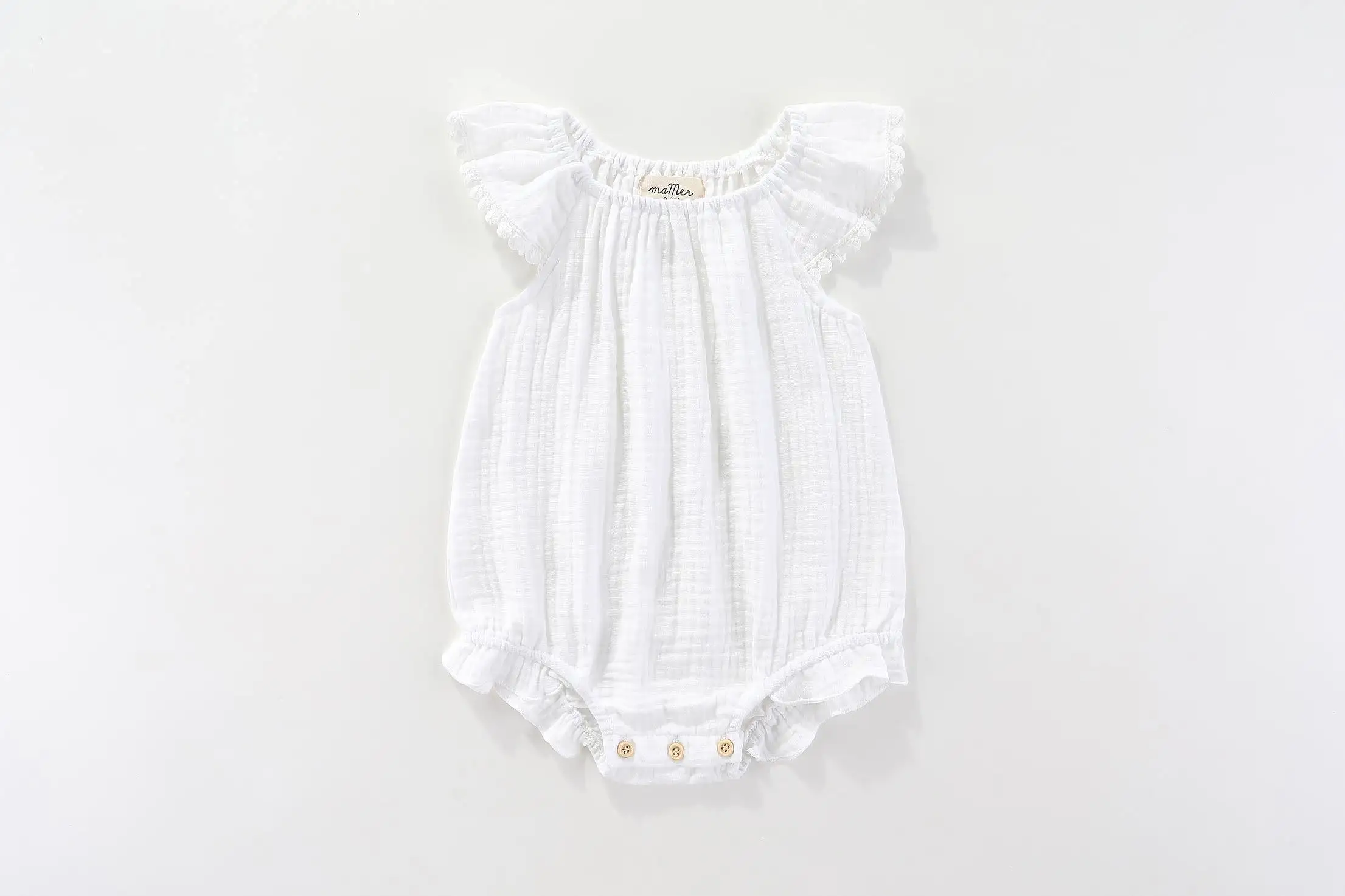 Isla 100% cotton romper: 0-6M, 6-12M, 1-2Y