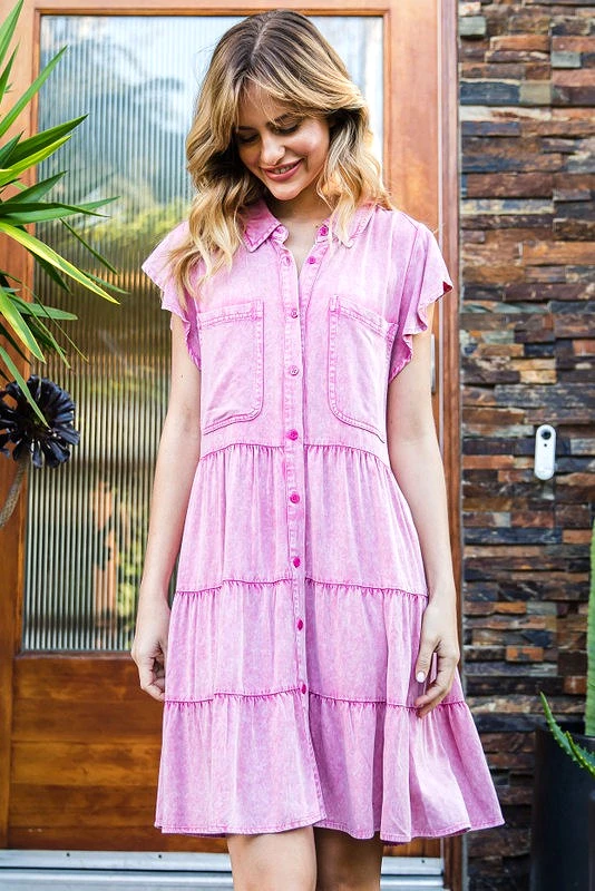 Jodifl Tiered Ruffle Button Down Dress