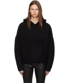 John Elliott Black Glitch Jacquard Poncho Hoodie