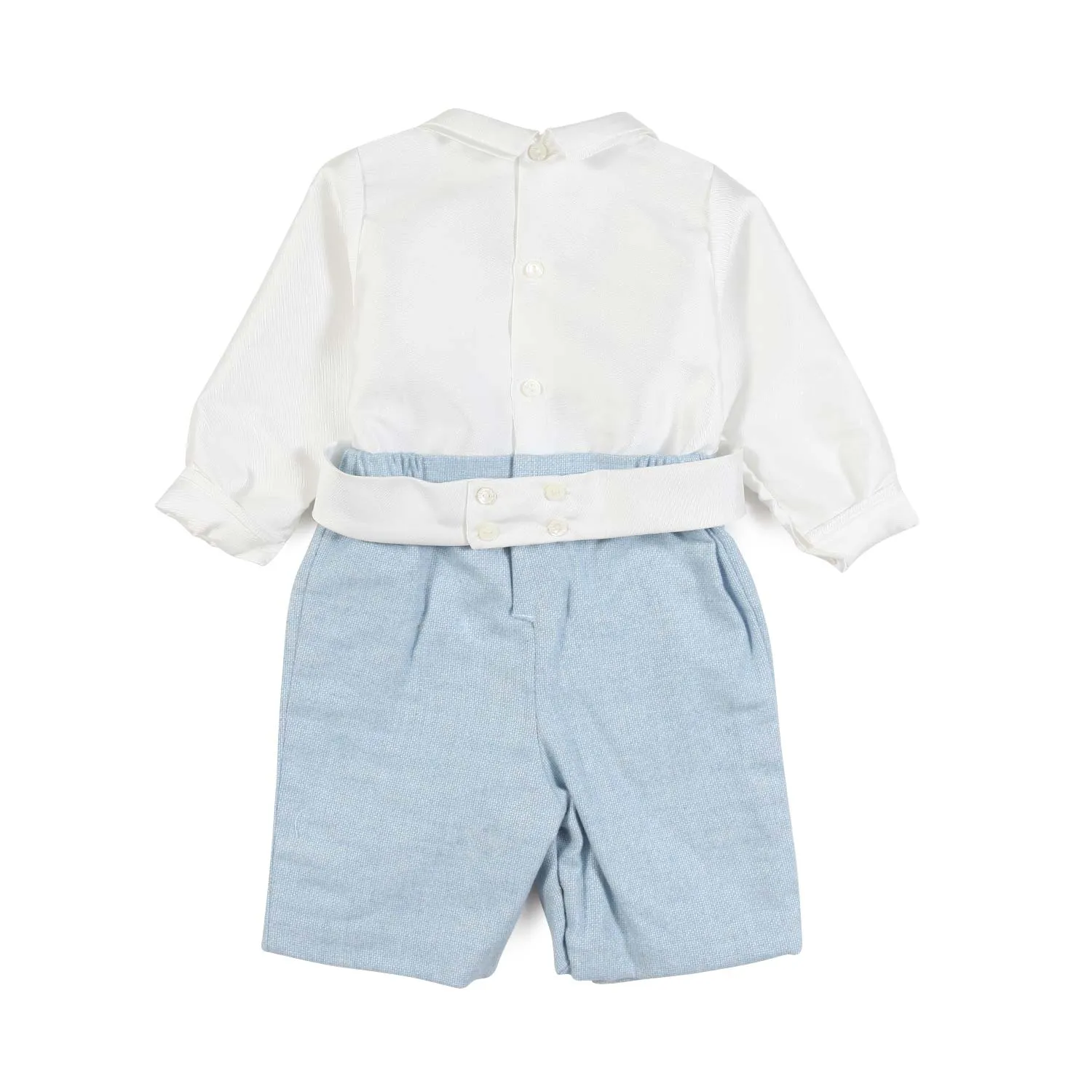 La Stupenderia White And Light Blue Giulio Romper For Baby Boy