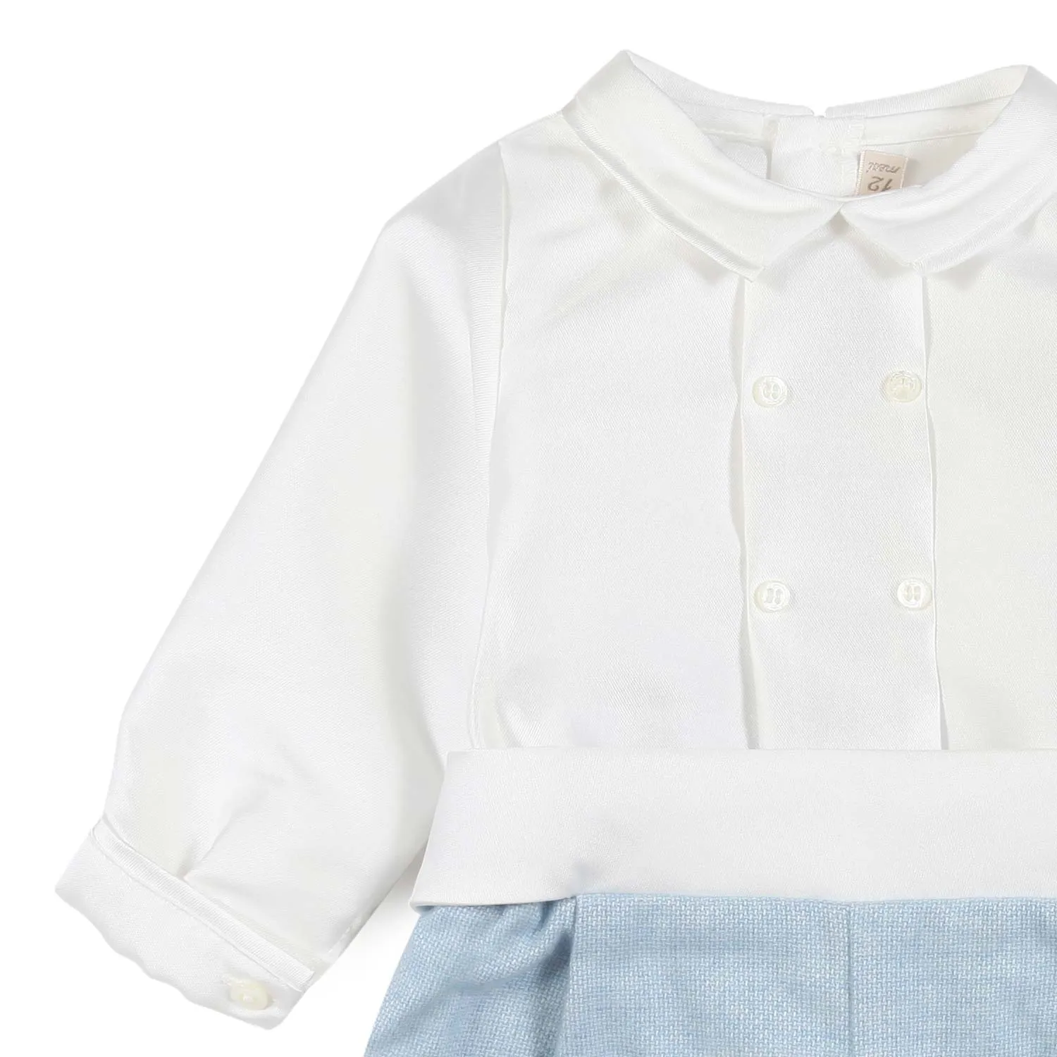 La Stupenderia White And Light Blue Giulio Romper For Baby Boy