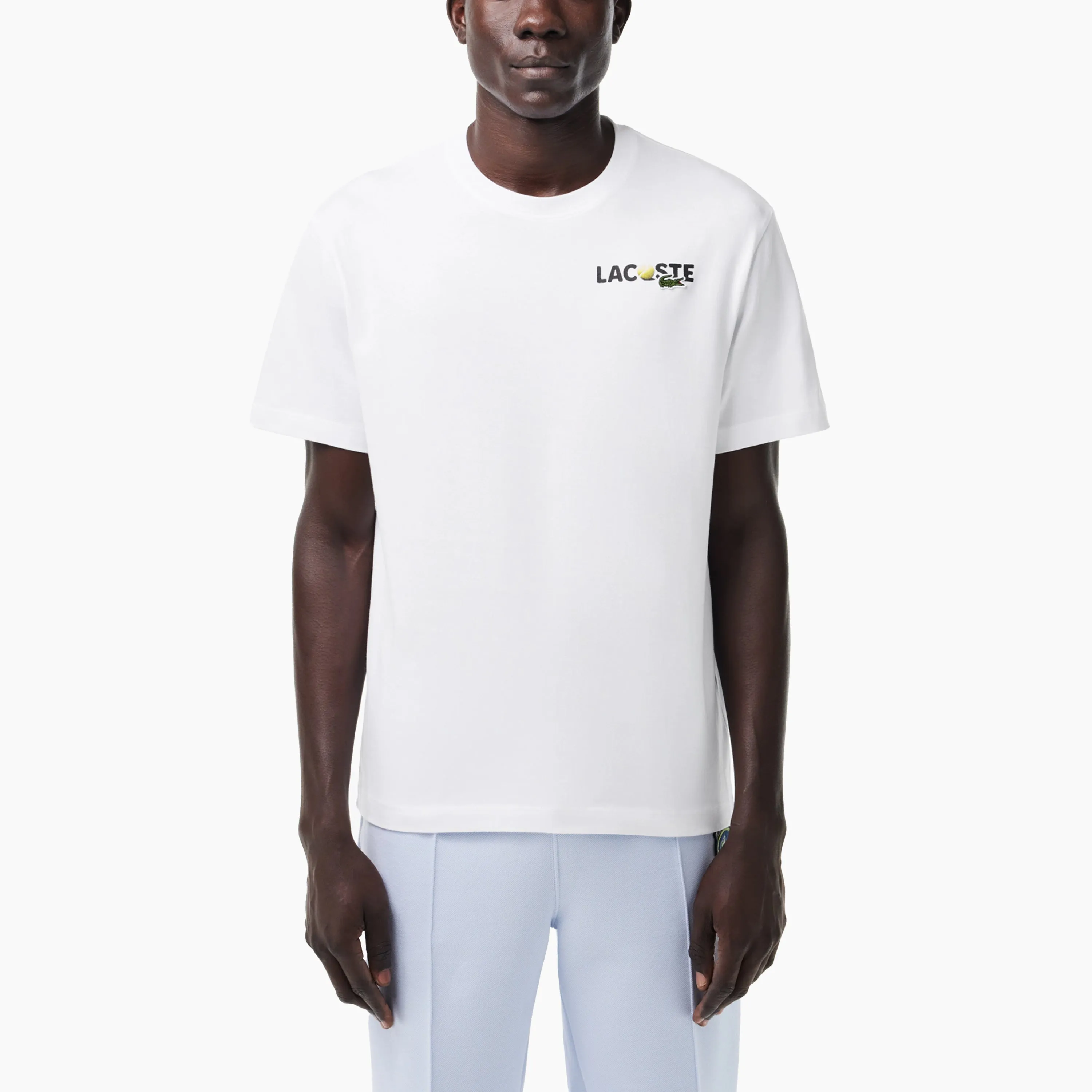 LACOSTE THICK COTTON JERSEY T-SHIRT BACK PRINT WHITE - TH7363