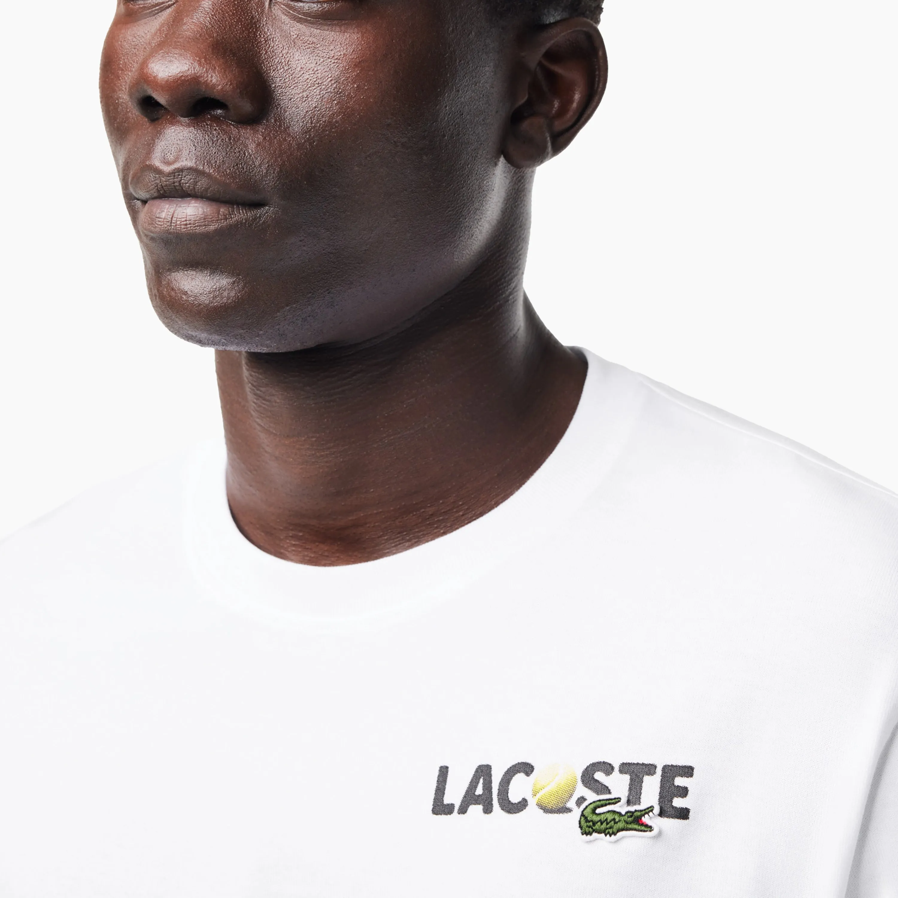 LACOSTE THICK COTTON JERSEY T-SHIRT BACK PRINT WHITE - TH7363