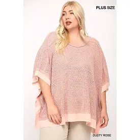 Light Knit And Woven Mixed Boxy Top With Poncho Sleeve