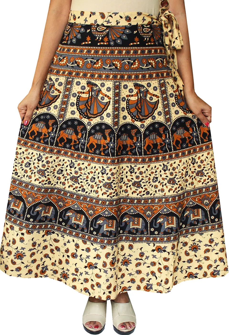 Long Cotton Women's Wrap Around Skirts from India (Grey, One Size)