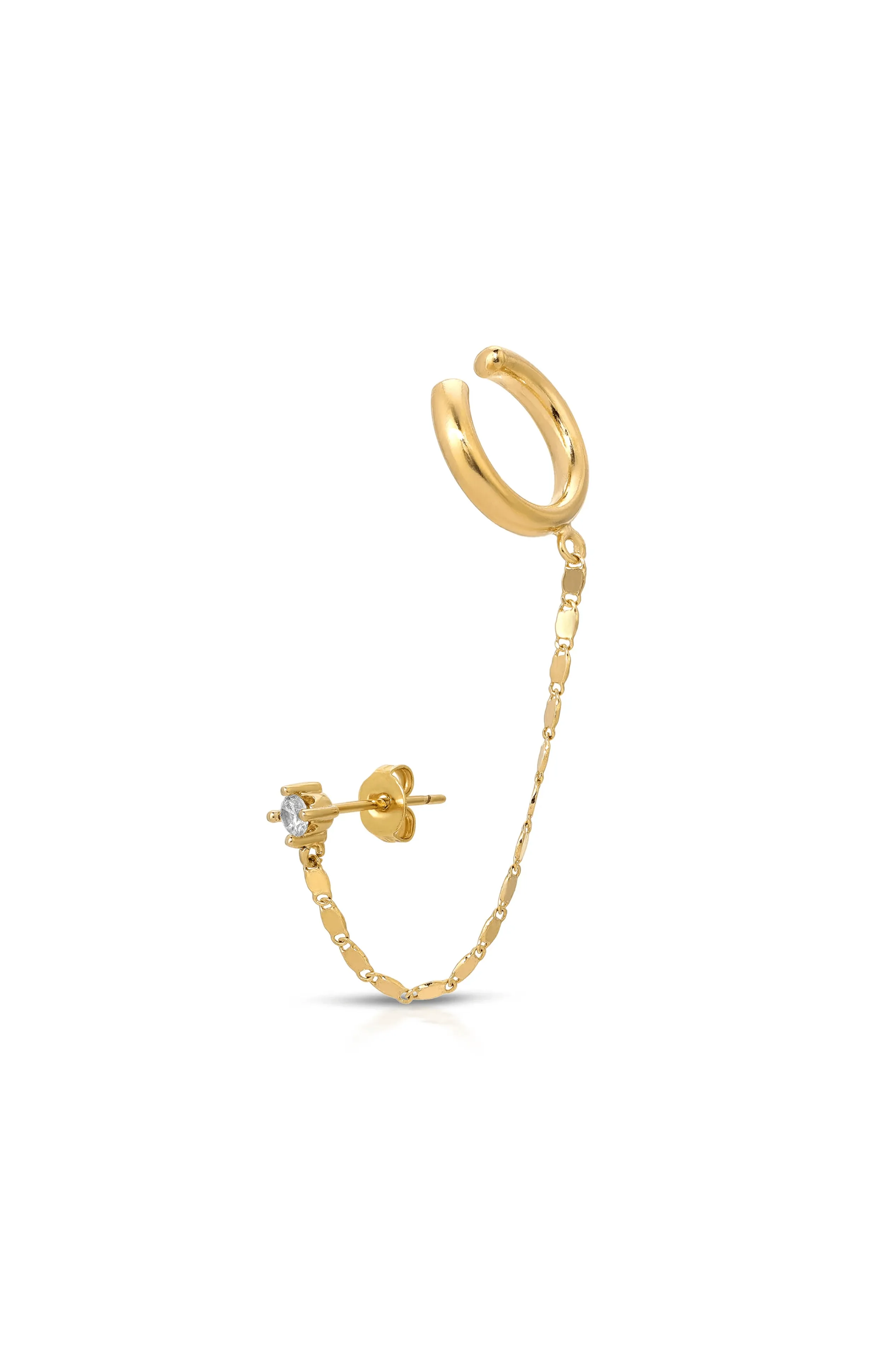 Lumiere Single Stone Chain Cuff Earring by Viviana D'Ontaón