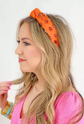 Macey Rhinestone Headband in Orange