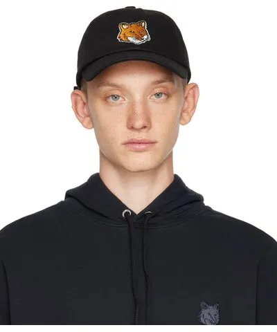 Maison Kitsune Black Bold Fox Head Cap