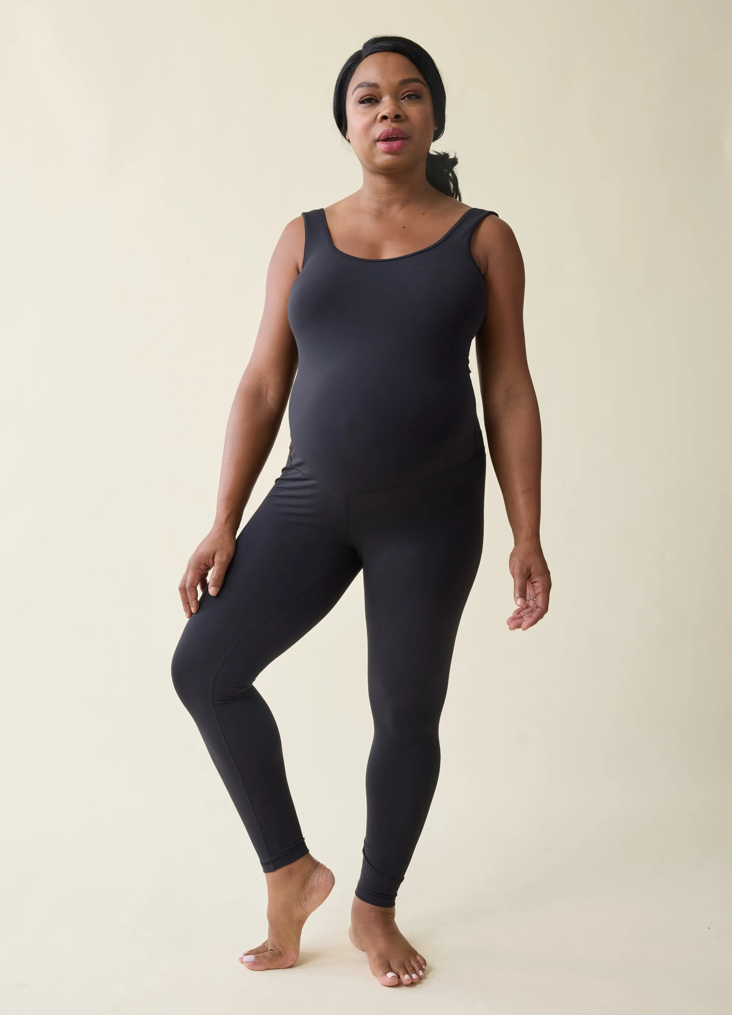 Maternity Full Length Active Unitard Romper 2-Pack Bundle Black Navy