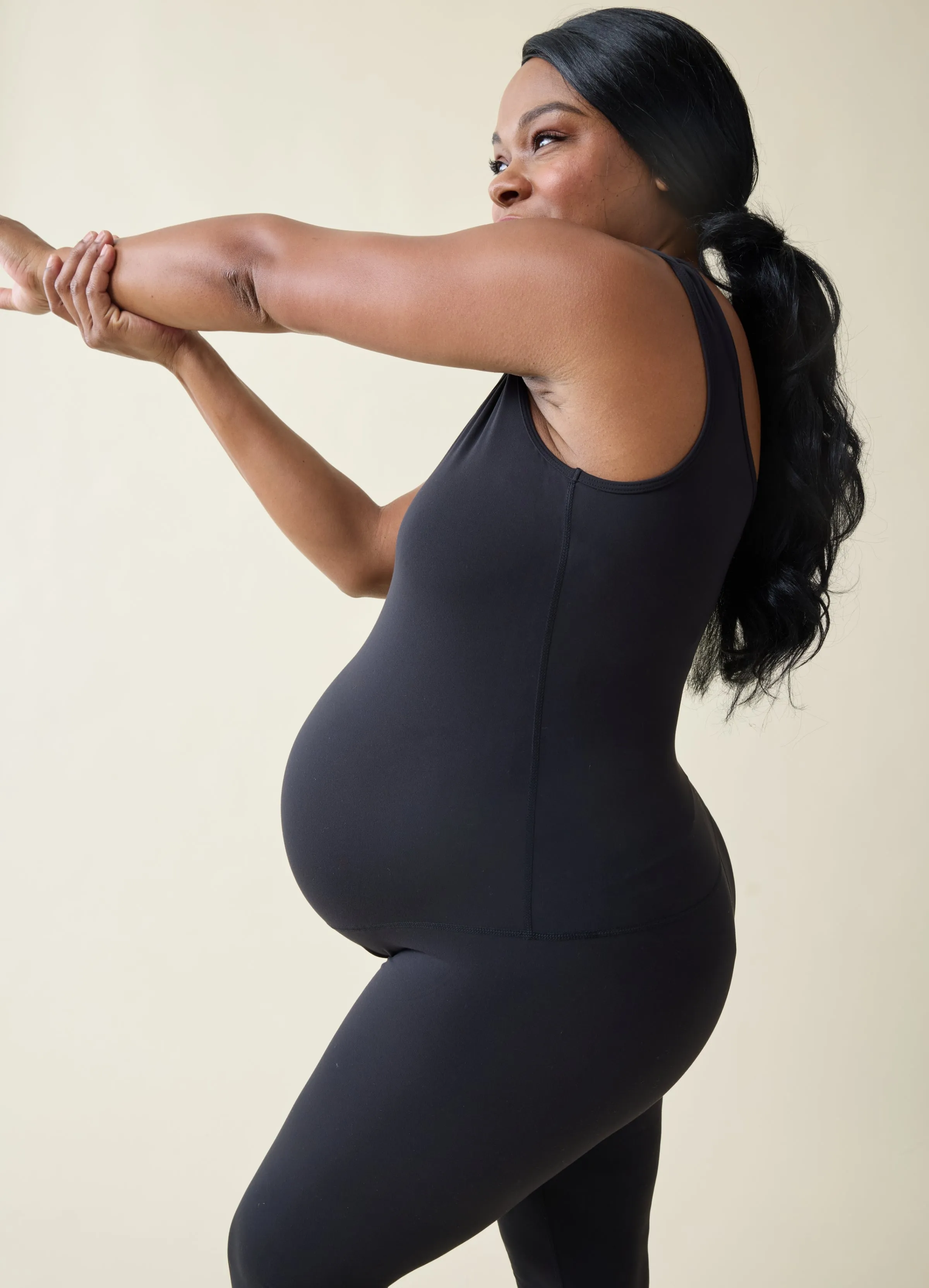 Maternity Full Length Active Unitard Romper 2-Pack Bundle Black Navy