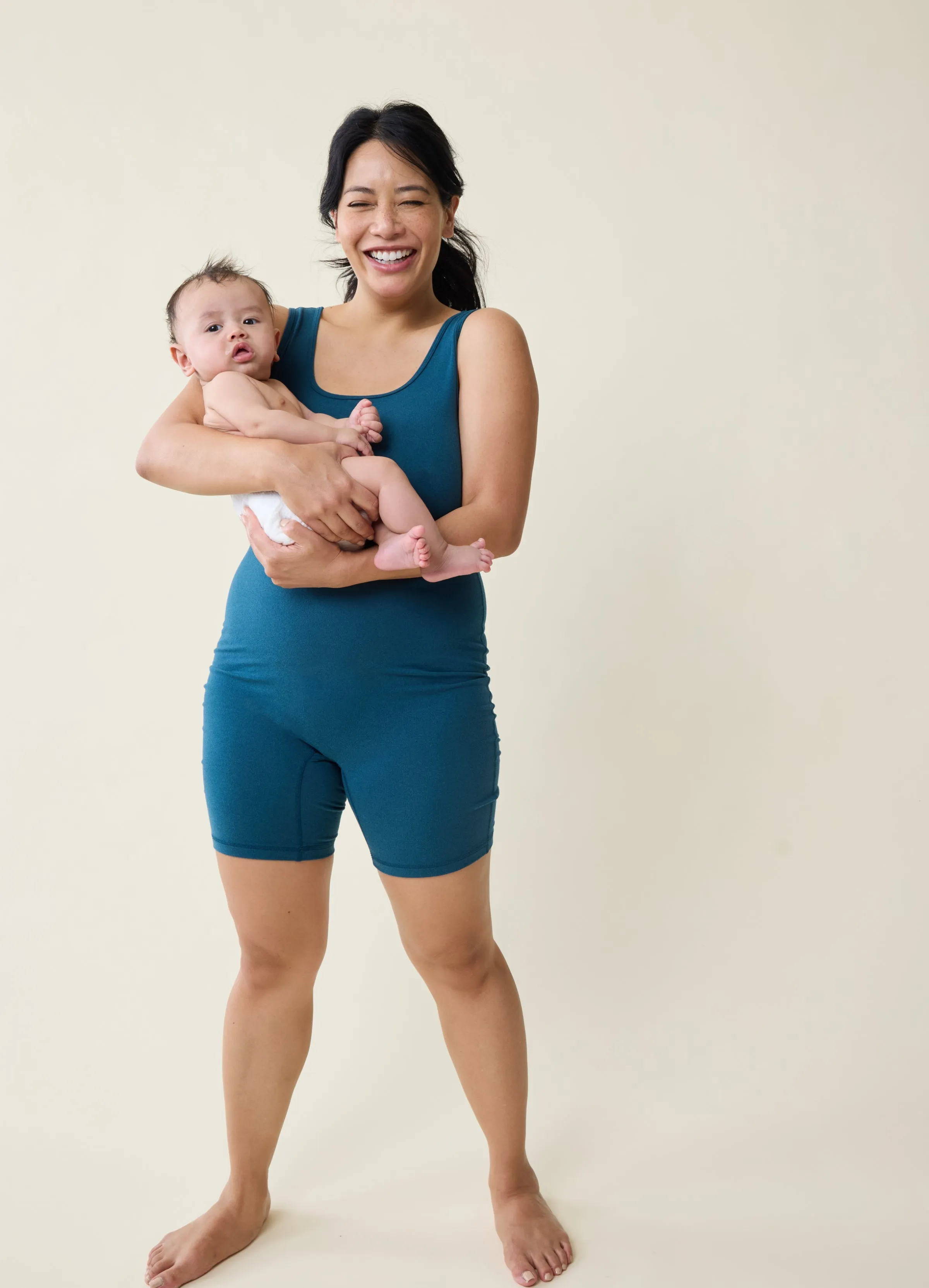 Maternity Short Active Unitard Romper 2-Pack Bundle Black Teal