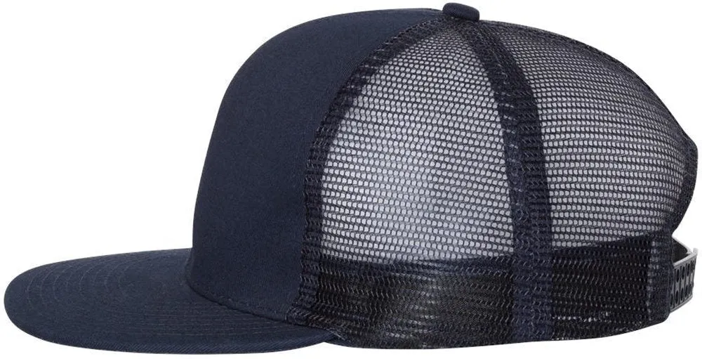 Mega Cap Flat Bill Six-Panel Trucker Cap