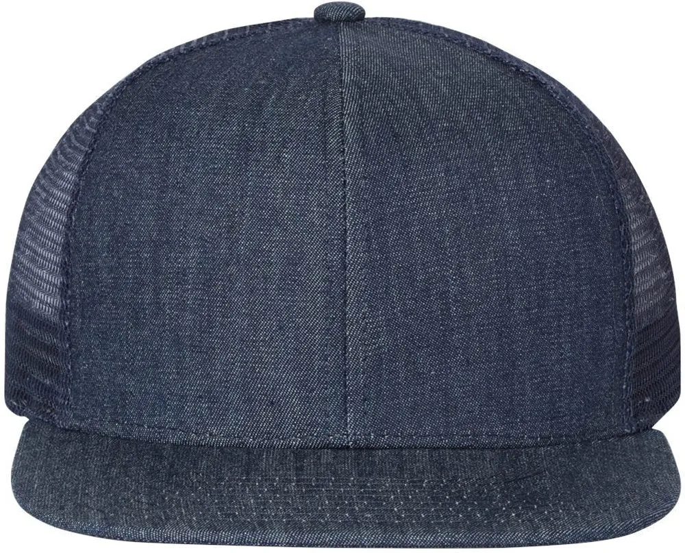 Mega Cap Flat Bill Six-Panel Trucker Cap