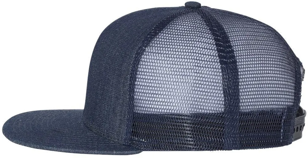 Mega Cap Flat Bill Six-Panel Trucker Cap