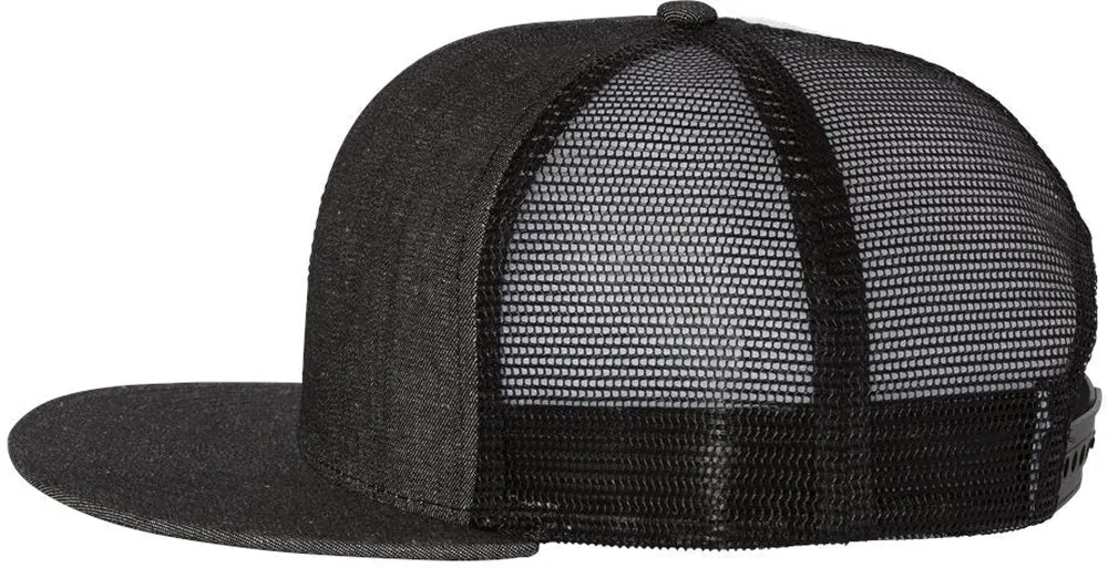 Mega Cap Flat Bill Six-Panel Trucker Cap