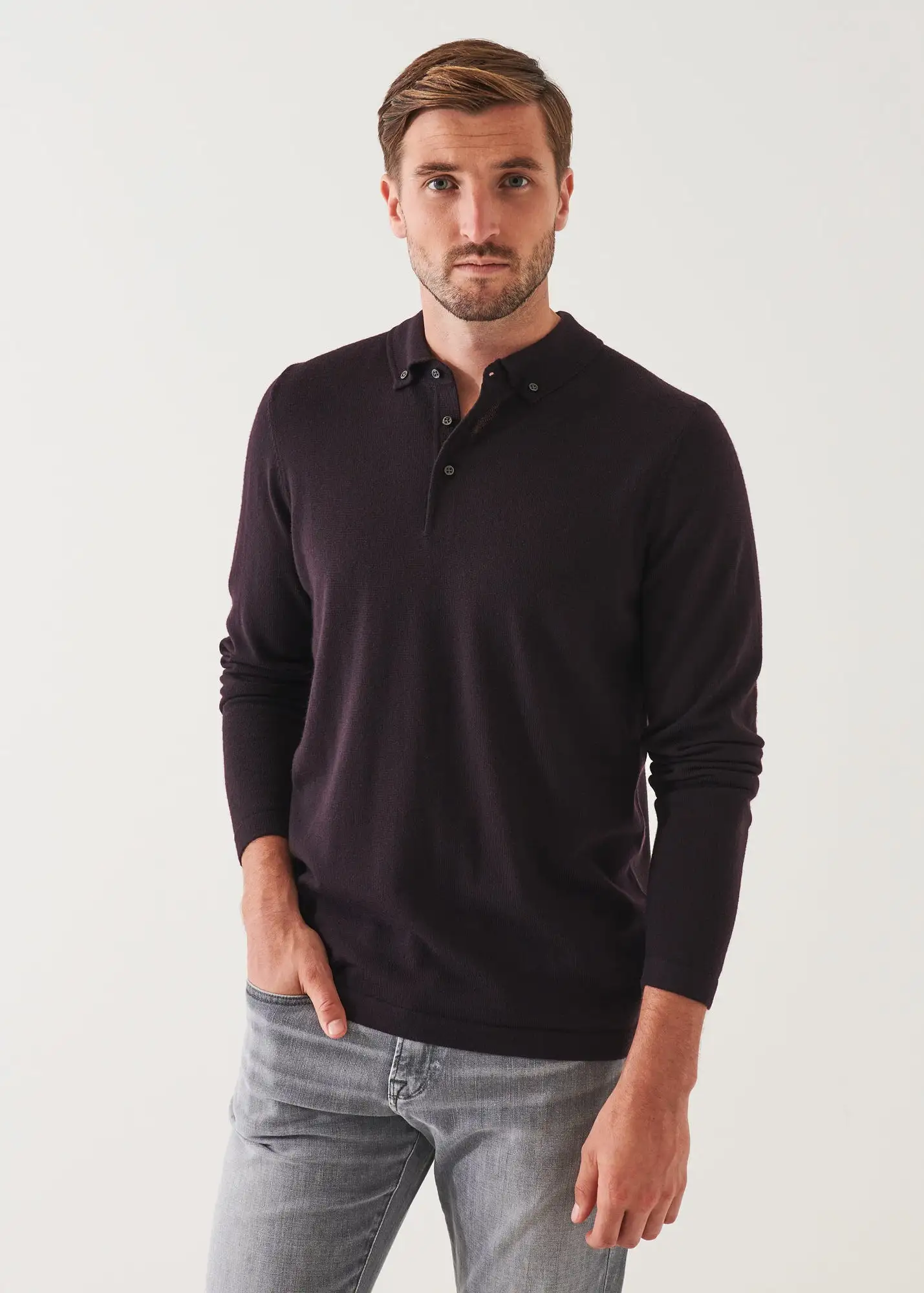 MERINO WOOL BUTTON DOWN POLO