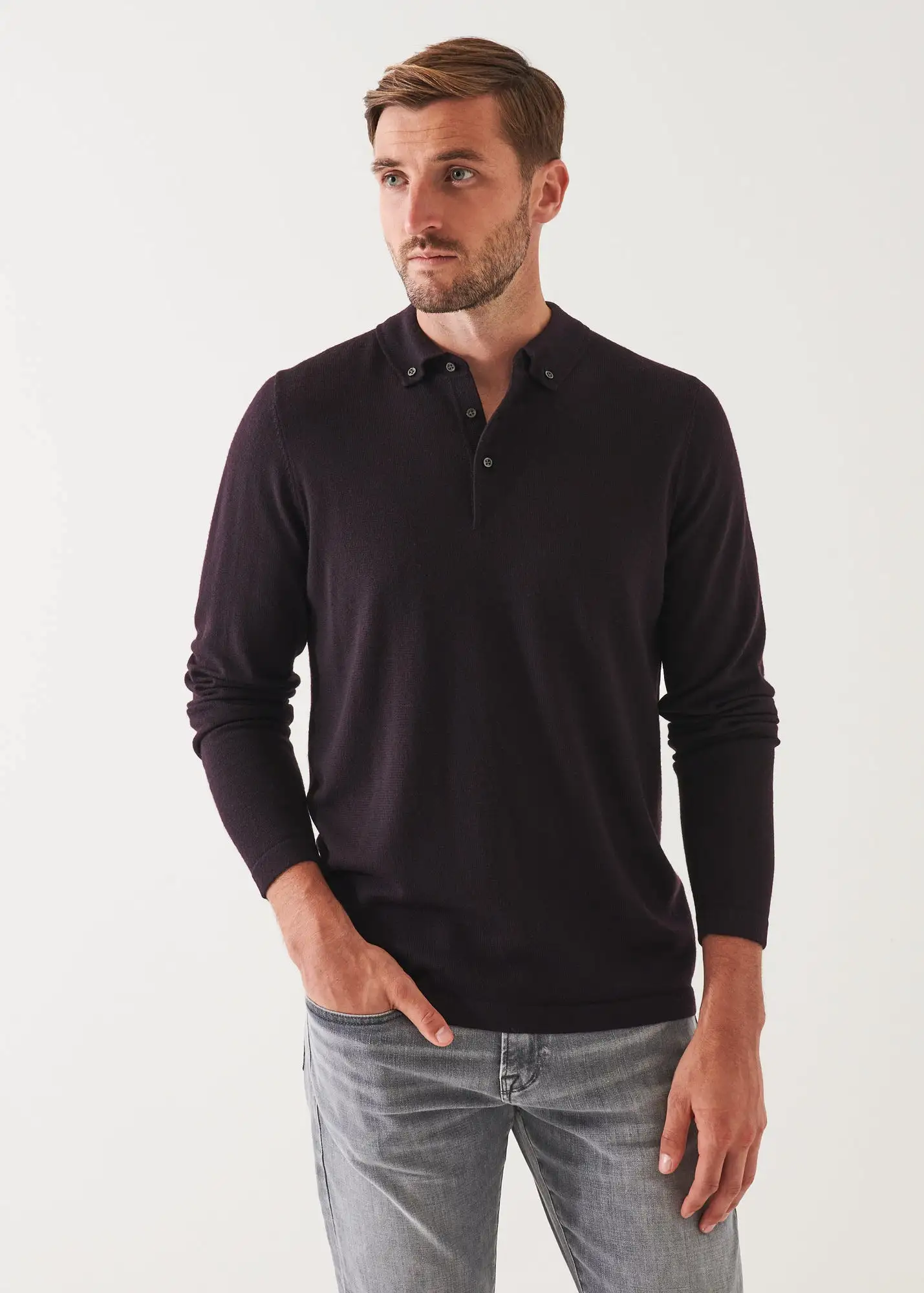 MERINO WOOL BUTTON DOWN POLO