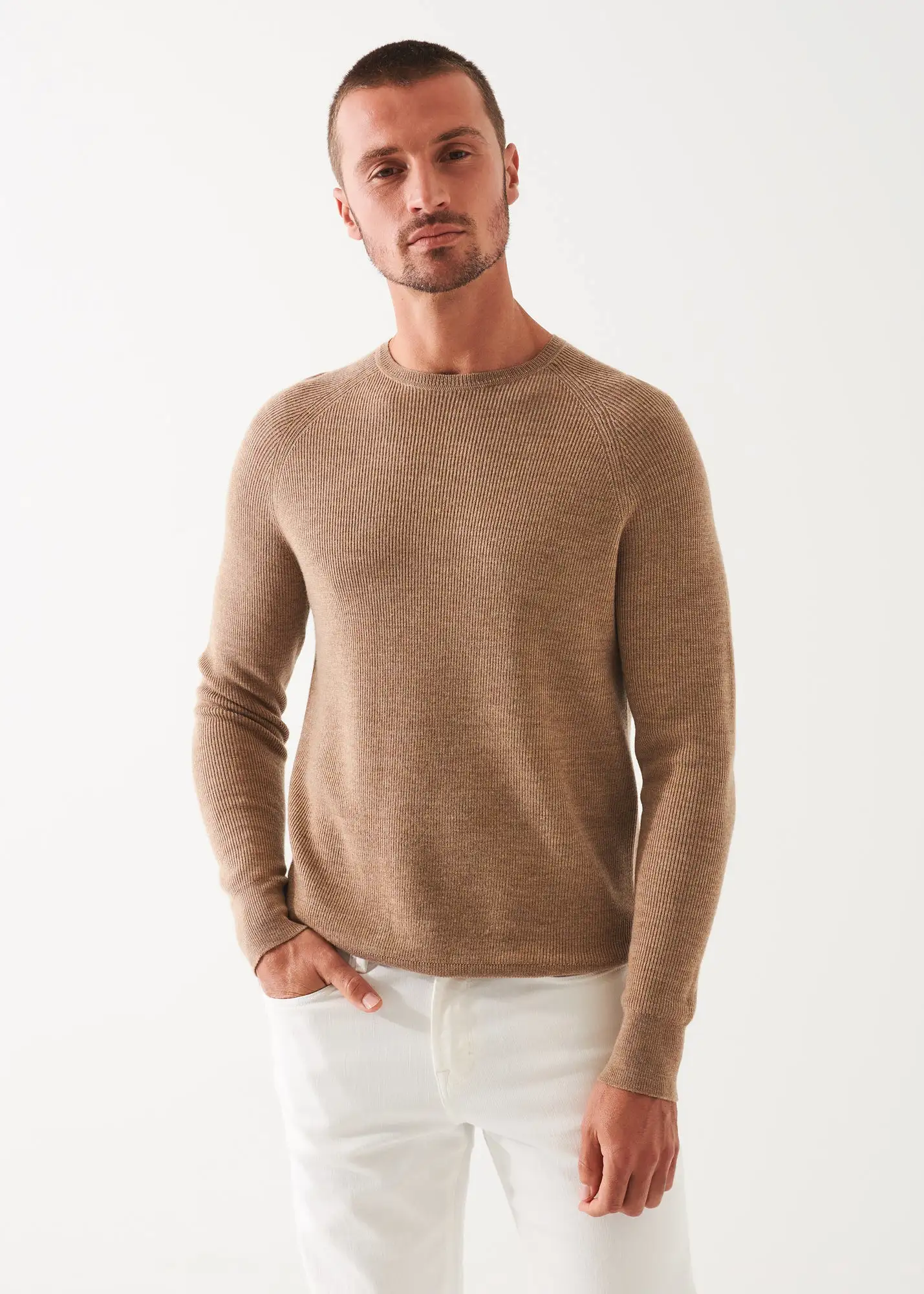 MERINO WOOL RIBBED CREWNECK