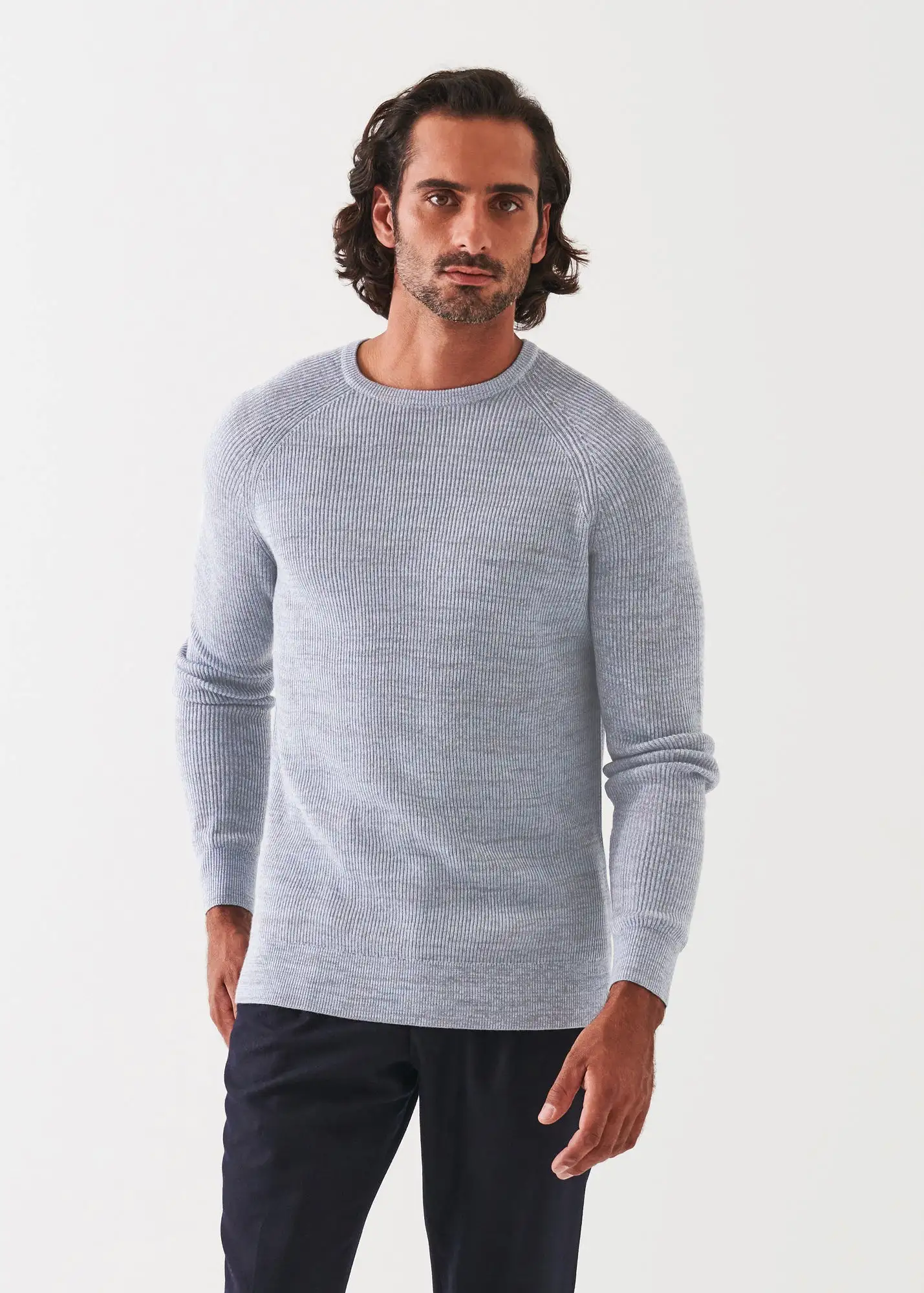 MERINO WOOL RIBBED CREWNECK