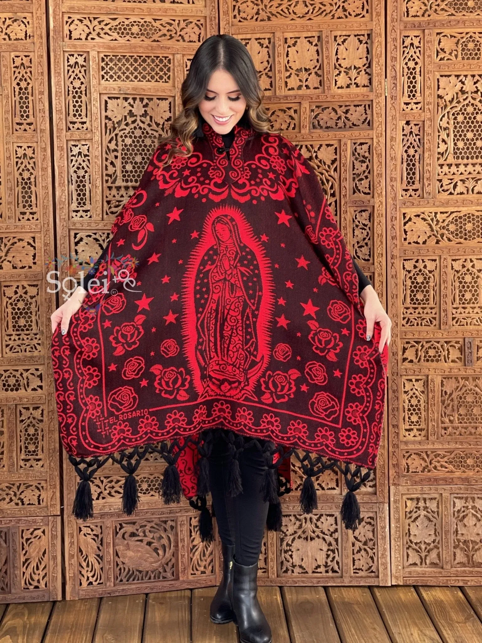 Mexican Traditional Virgen Mary Poncho. Gaban Virgen Fino