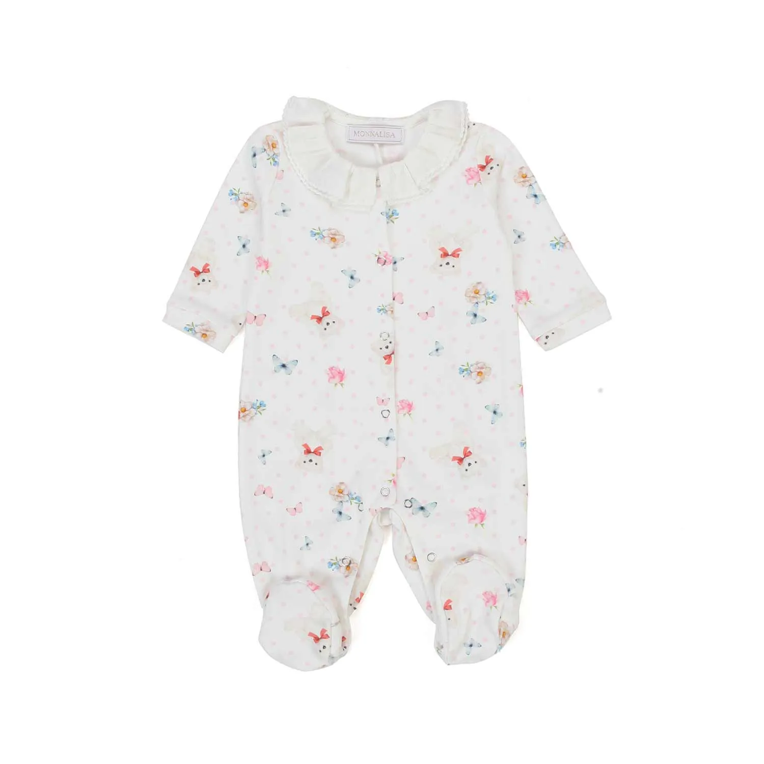 Monnalisa Teddy Bear Print Romper For Baby