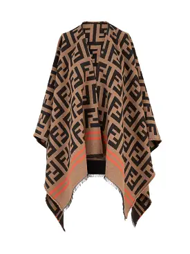 Multicolour wool and silk poncho