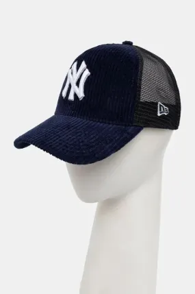 New Era corduroy baseball cap CORD TRUCKER NEW YORK YANKEES navy blue color with an application 60565523