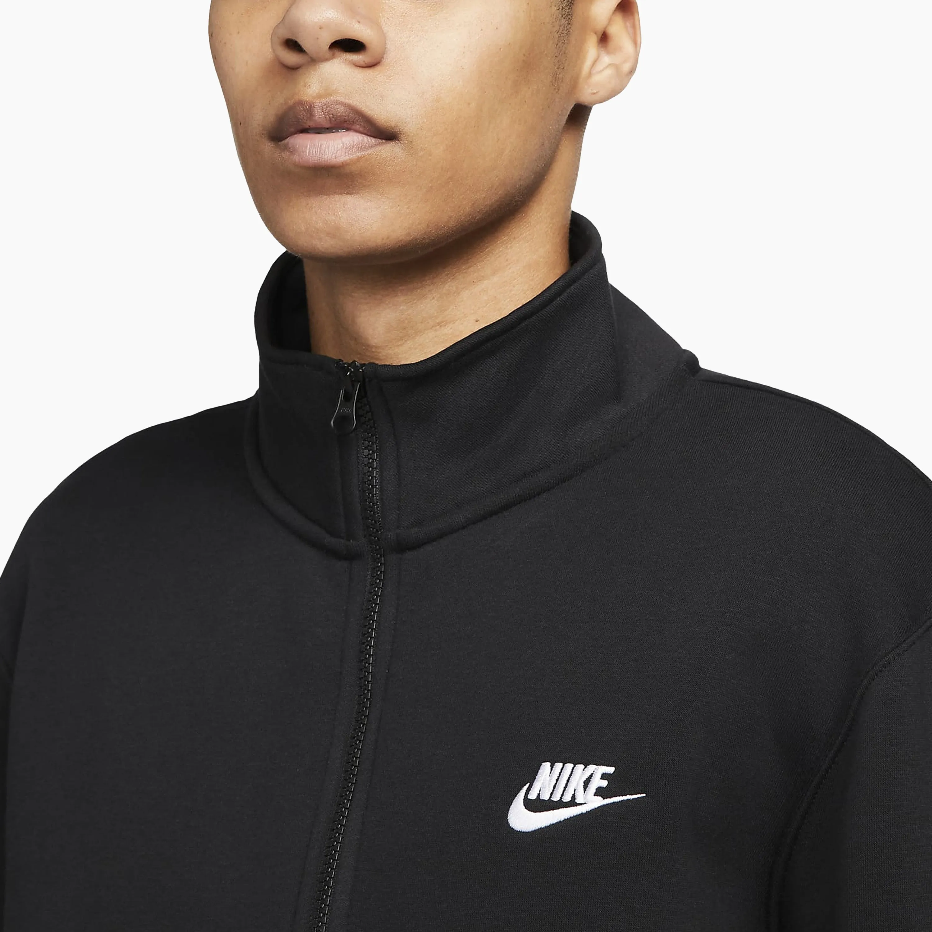 NIKE SPORTSWEAR CLUB JERSEY BLACK ZIP PULLOVER - DD4732