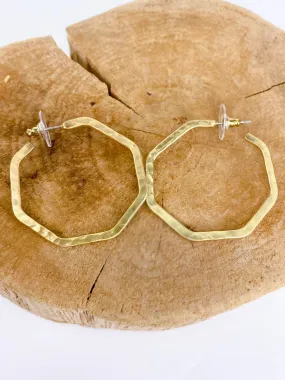 Octagon Hoop Post Earring