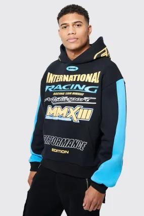 Oversized Boxy Moto Graphic Hoodie