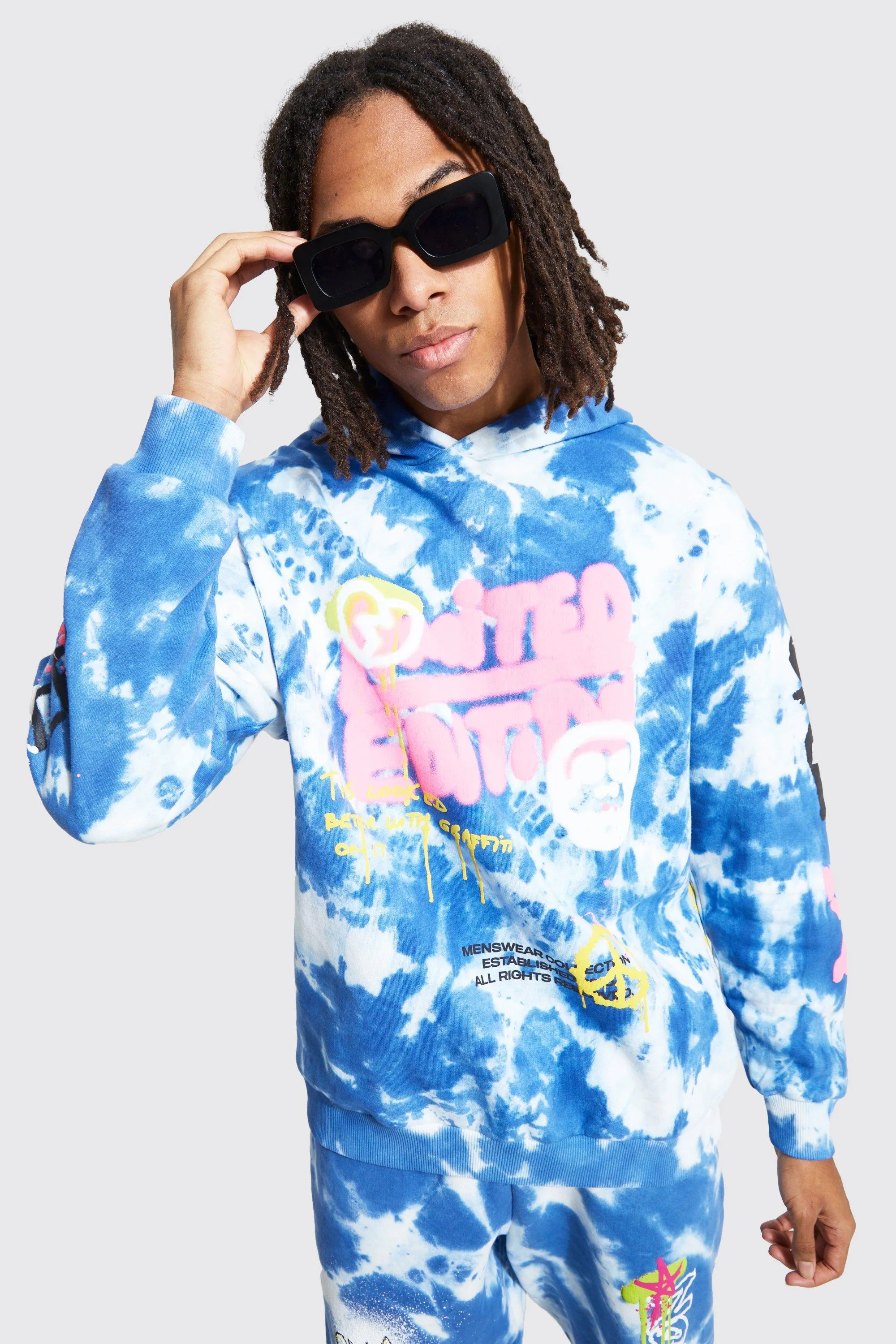 Oversized Graphic Tie Dye Hoodie