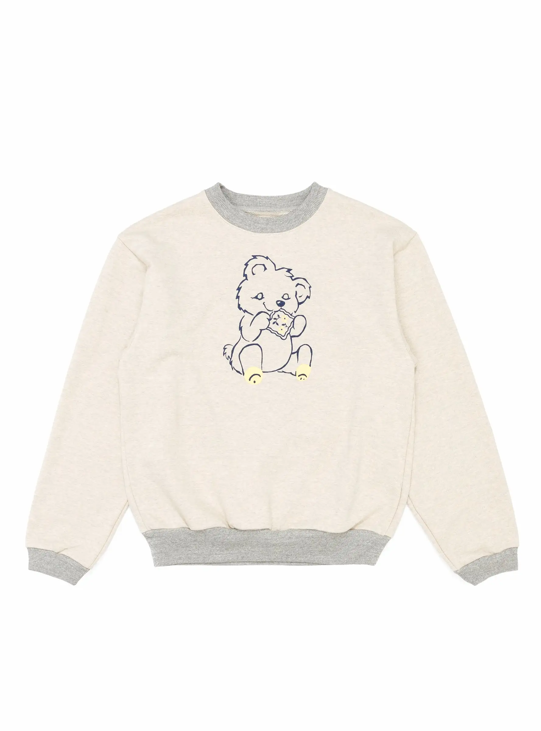 Peckish Little Bear Crewneck Ecru & Grey