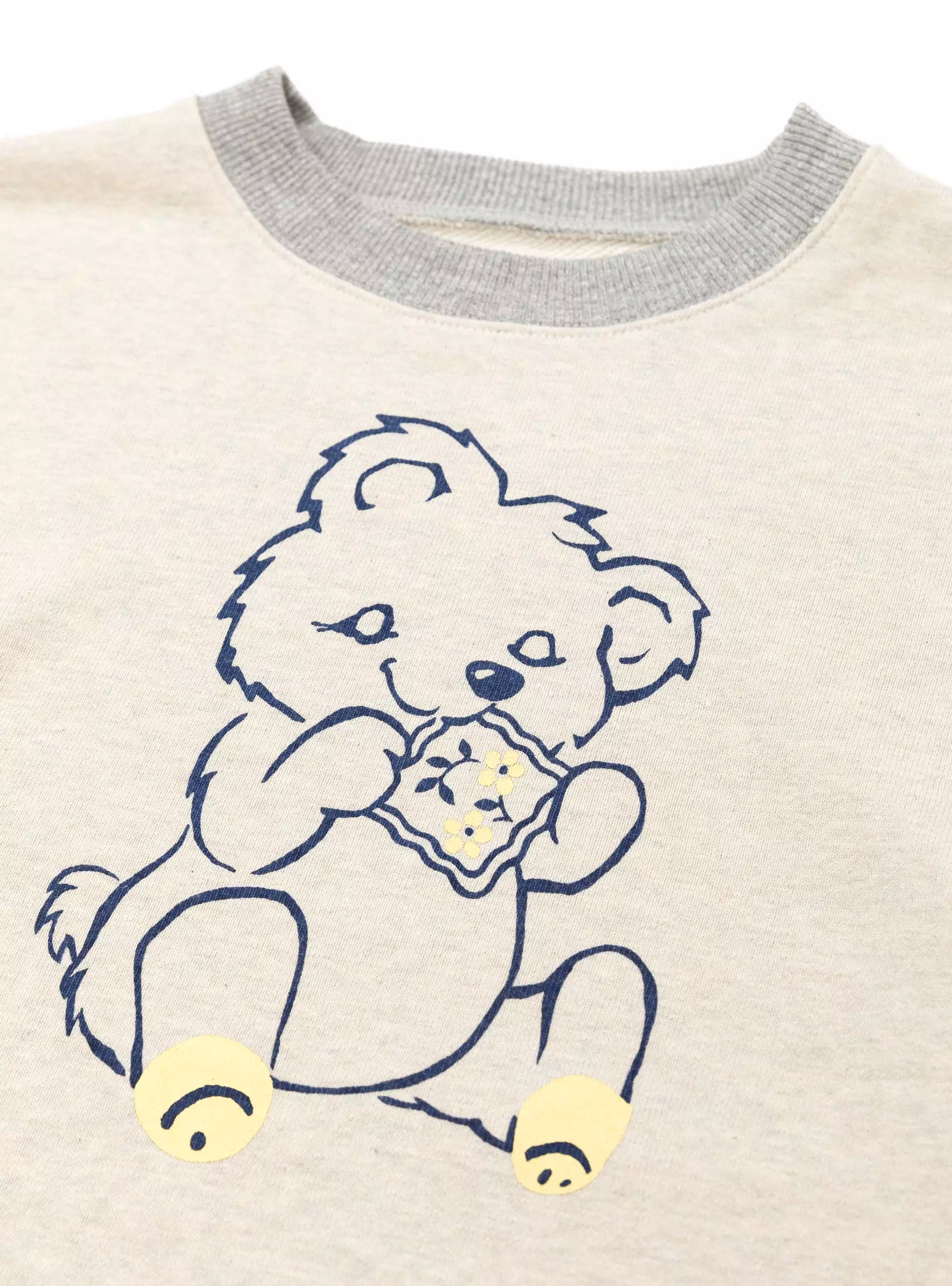 Peckish Little Bear Crewneck Ecru & Grey