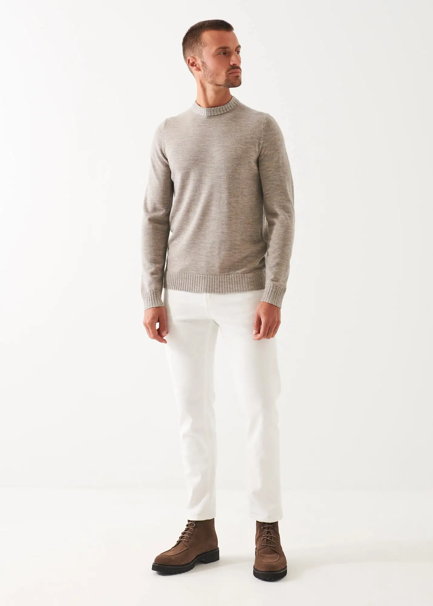 PLAITED MERINO WOOL CREWNECK