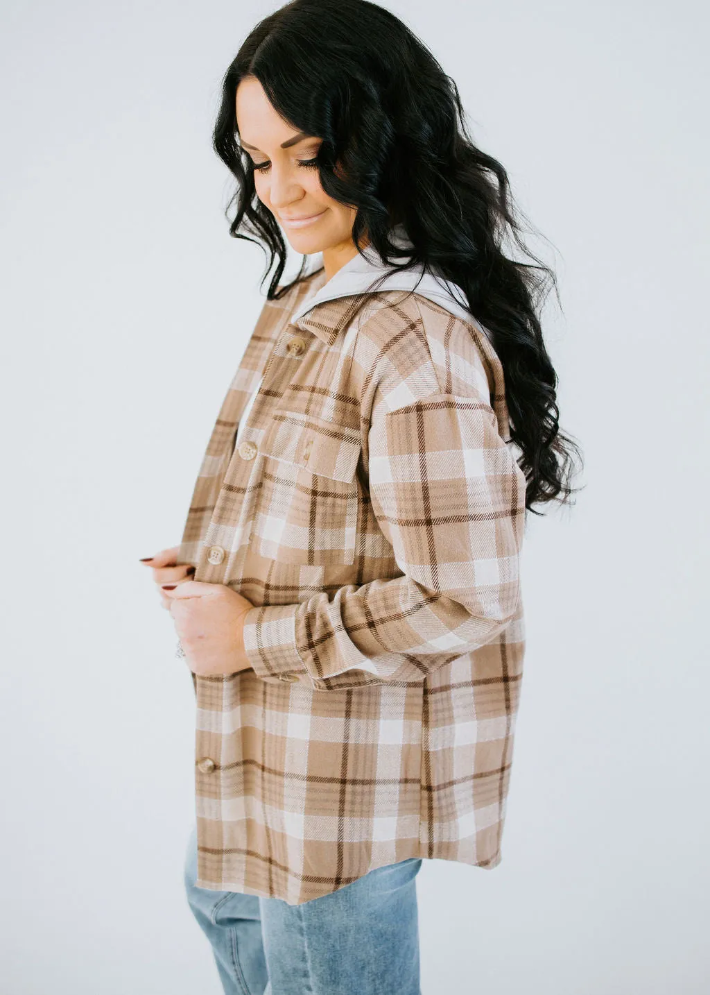 Play On Hoodie Plaid Top FINAL SALE